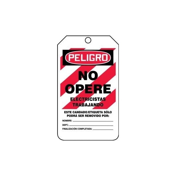 Accuform Spanish Safety Tags, DANGER DO NOT OPERATE ELECTRICIANS AT WORK, 5.75in x 3.25in, HS-Laminate, 5PK SHMLT402LTM - main